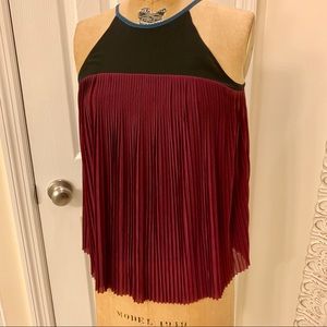 Pleated black and dark purple tank